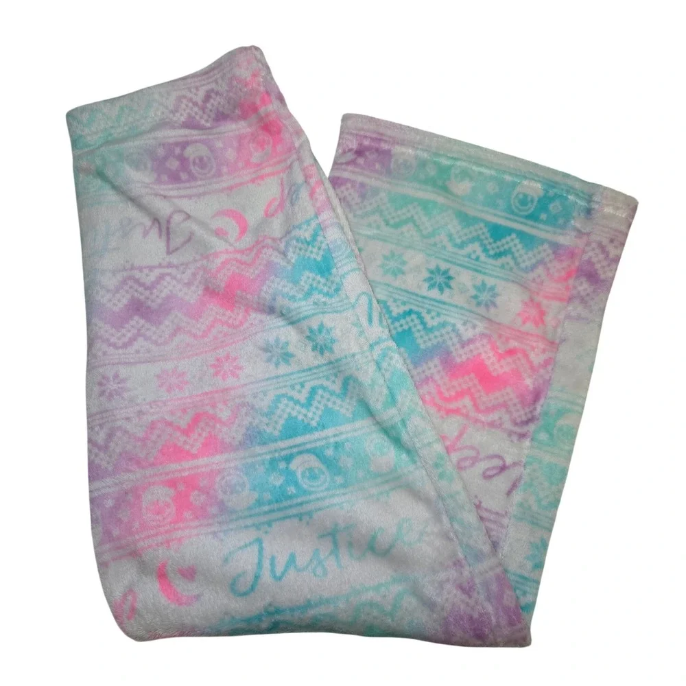 Justice Girls XL Fluffy Pajama Pants Pink Blue Tie Dye‎ Fair Isle J165783A